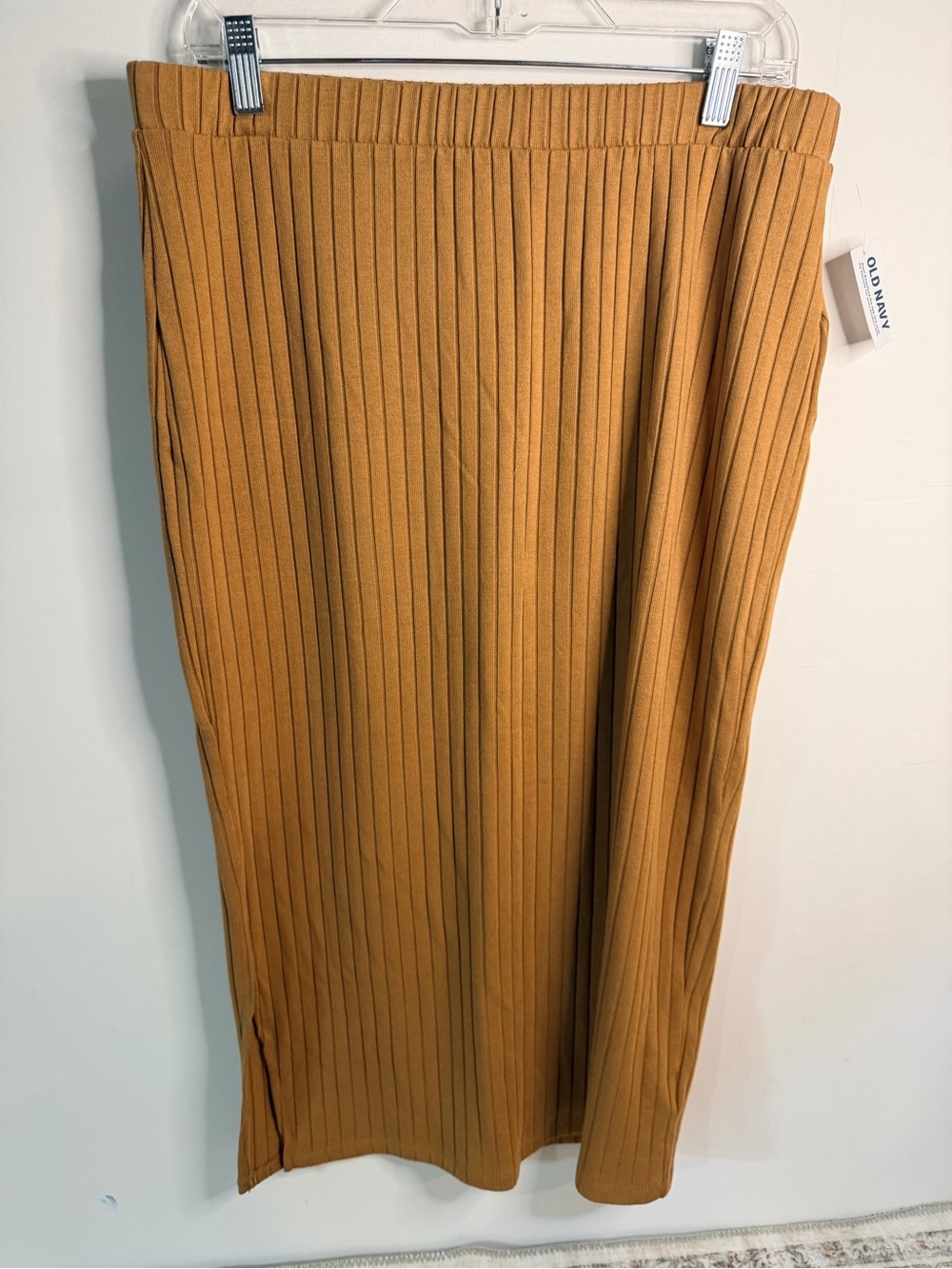 Old Navy Ribbed Camel Colored Midi Skirt